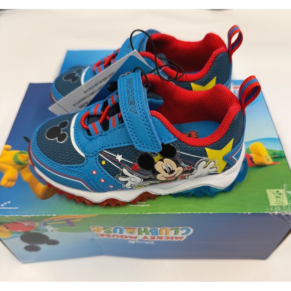 Disney Mickey Mouse Light Up Sneakers Toddler Boys Girls Size 7 Blue